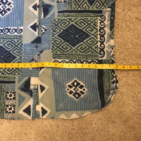 Vintage 90s Meandering Patchwork Button Up Dress Shirt - Picture 14 of 16